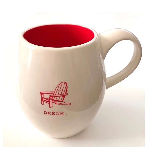 New! Magenta Exclusive Ceramic Coffee Mug DREAM Coastal Graphic in Red & White - Picture 8 of 15